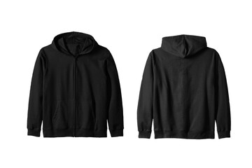 Unisex Black Zip Hoodie Front and Back