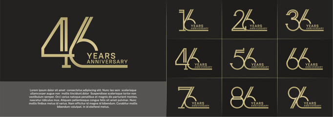 set of anniversary logotype golden color for special celebration event