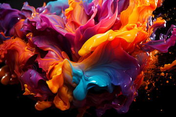 Abstract Fantasia: Poured Oil Paint Splashes in Photorealistic Detail