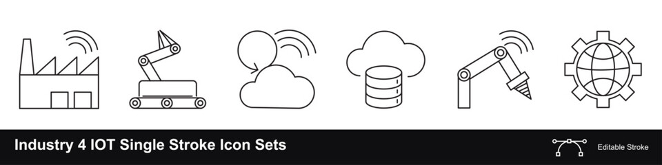 Industry 4.0 IOT single stroke vector icons scalable