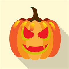 Halloween pumpkin on yellow background. Orange pumpkin for the holiday Halloween. Vector illustration.