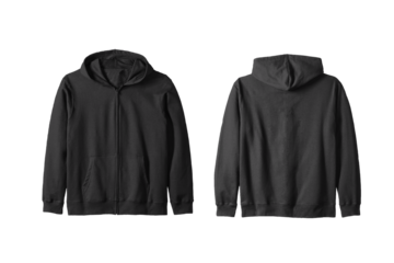 Unisex Dark Grey Zip Hoodie Front and Back