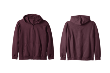 Unisex Dark Purple Zip Hoodie Front and Back