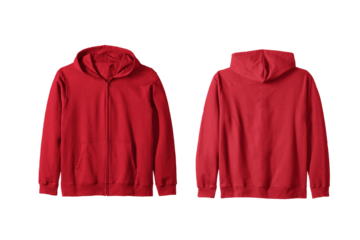 Unisex Red Zip Hoodie Front and Back