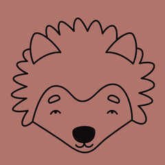 Hedgehog face in doodle style. Cute forest animal.