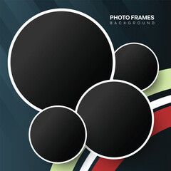Modern Photo frames design. Set of circle photo collage with editable background illustration.