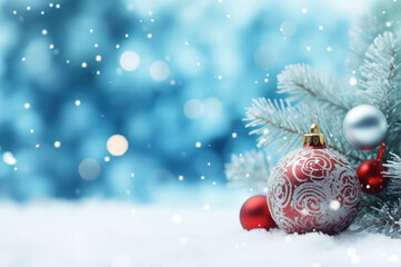 Christmas Card Ornament Background Banner created with Generative AI technology