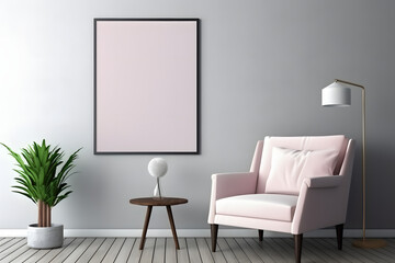 Serene and Inviting Living Room Frame Mockup, generative ai