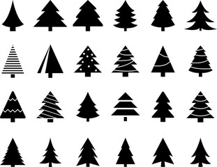 Obraz premium Christmas tree, spruce, pine icon vector image.