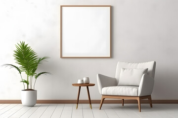 Minimalist Interior with Centered Frame Mockup Frame Mockup, generative ai