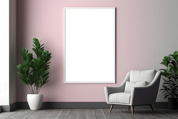 Serene and Sophisticated Gallery Ambiance Frame Mockup, generative ai