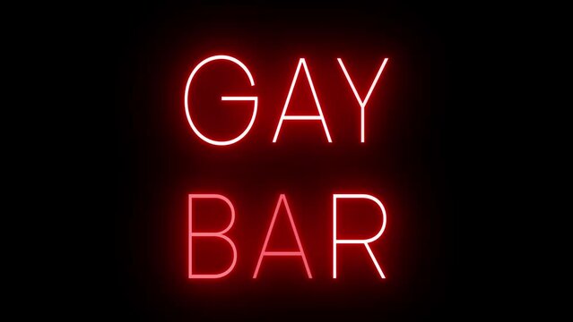 Red flickering and blinking animated neon sign for GAY BAR