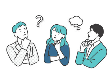悩み事がある若いビジネスパーソンのベクターイラスト素材