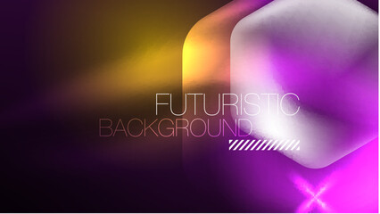 Glowing neon hexagons in dark space. Digital technology cyberspace hi-tech techno abstract background template