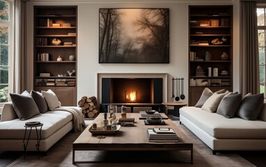 Modern living room design home decor. AI