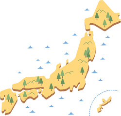 シンプルにデフォルメされた日本列島のイラスト
