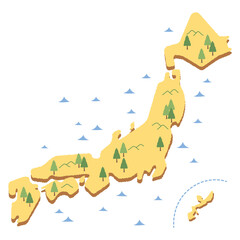 シンプルにデフォルメされた日本列島のイラスト