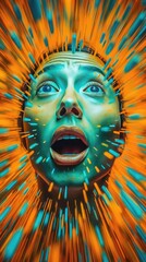 colorful surrealism painting of a womans face