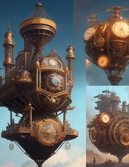 Steampunk-Themed AI Illustrations Of Street Lamp