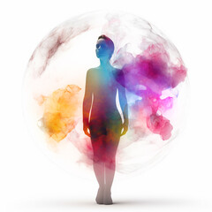 Human energy body, colorful aura - obrazy, fototapety, plakaty