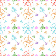 Vector orchid flowers colorfull outline 
seamless pattern background.