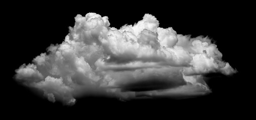 White cloud isolated on a black background realistic cloud