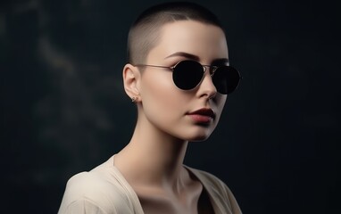 Fashionable female with buzz cut hairstyle