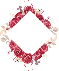 Bouquet with maroon roses. Floral design decoration for greeting card or wedding.