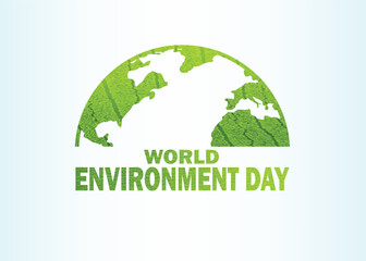World Environment Day Vector Template Design Illustration. Happy Environment day, 05 June. World map with Environment day text. Suitable for greeting card, poster and banner