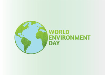 World Environment day concept design. Happy Environment day, 05 June. World map with Environment day green text background vector illustration.
