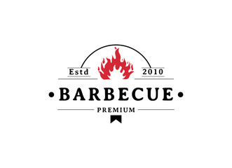 Barbecue point logo restaurant. Grill, rustic and bar vector logo