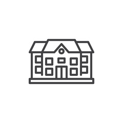 School building line icon