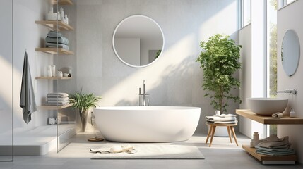 Modern Bathroom with Freestanding Soaking Tub