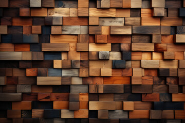 Wooden panel made of various types of wood. 3d illustration