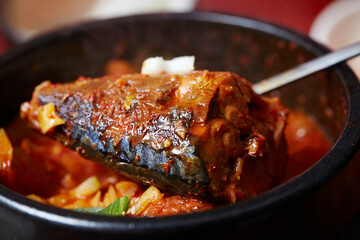 Braised Aged Kimchi and Mackerel