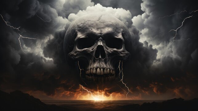skull in smoke