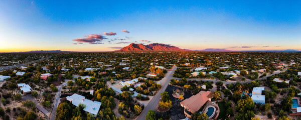 Dusk over the Catalina Foothills and the beautiful Santa Catalina Mountains, just north of Tucson,...