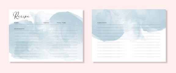 recipe card with abstract blue background