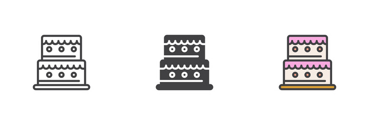 Party cake different style icon set