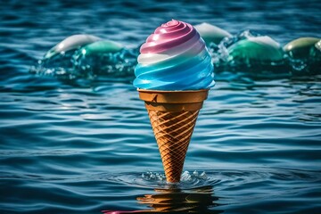 A ice cream in the pool generated by AI tool