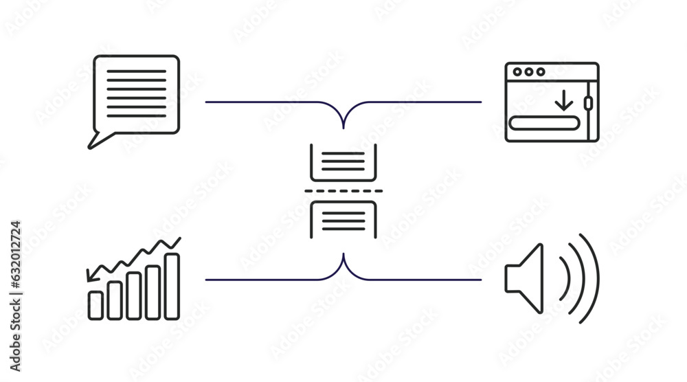 Poster user interface outline icons set. thin line icons such as text in, window scrolling right, page brea