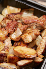 Grilled pork belly on a plate