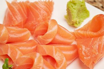 slices of salmon on a plate