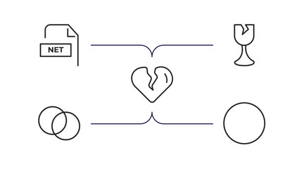 shapes outline icons set. thin line icons such as net contents, breakeable, broken heart, circles, blank circle vector.