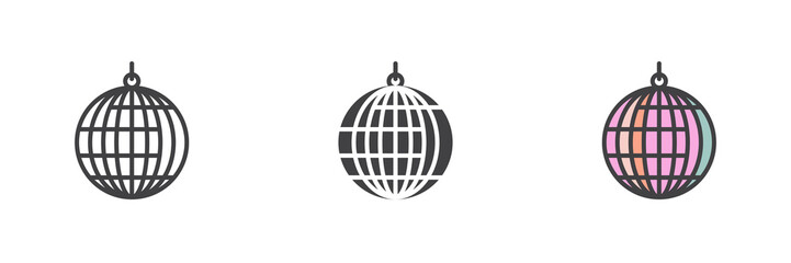 Disco ball different style icon set