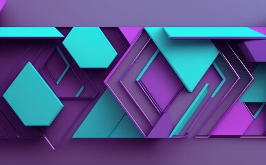 Purple and Turquoise Tech Background with a Geometric