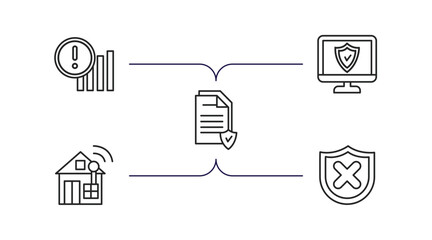 internet security outline icons set. thin line icons such as connection error, computer security, data protection, home network, insecure vector.