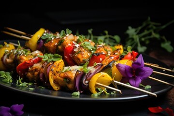 grilled chicken and vegetable skewers Generative AI