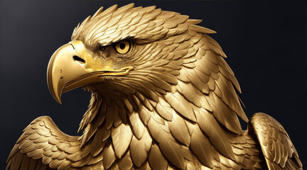 An eagle with a gold eagle head and a gold eagle on the front by Generative AI