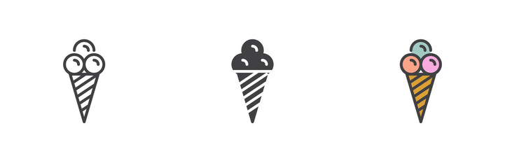 Ice cream cone different style icon set